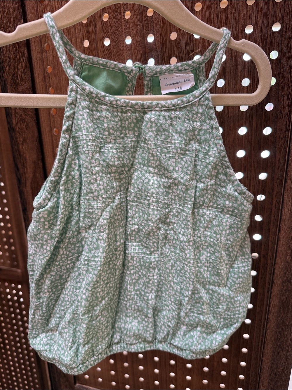 abercrombie kids pale green ditsy floral halter top